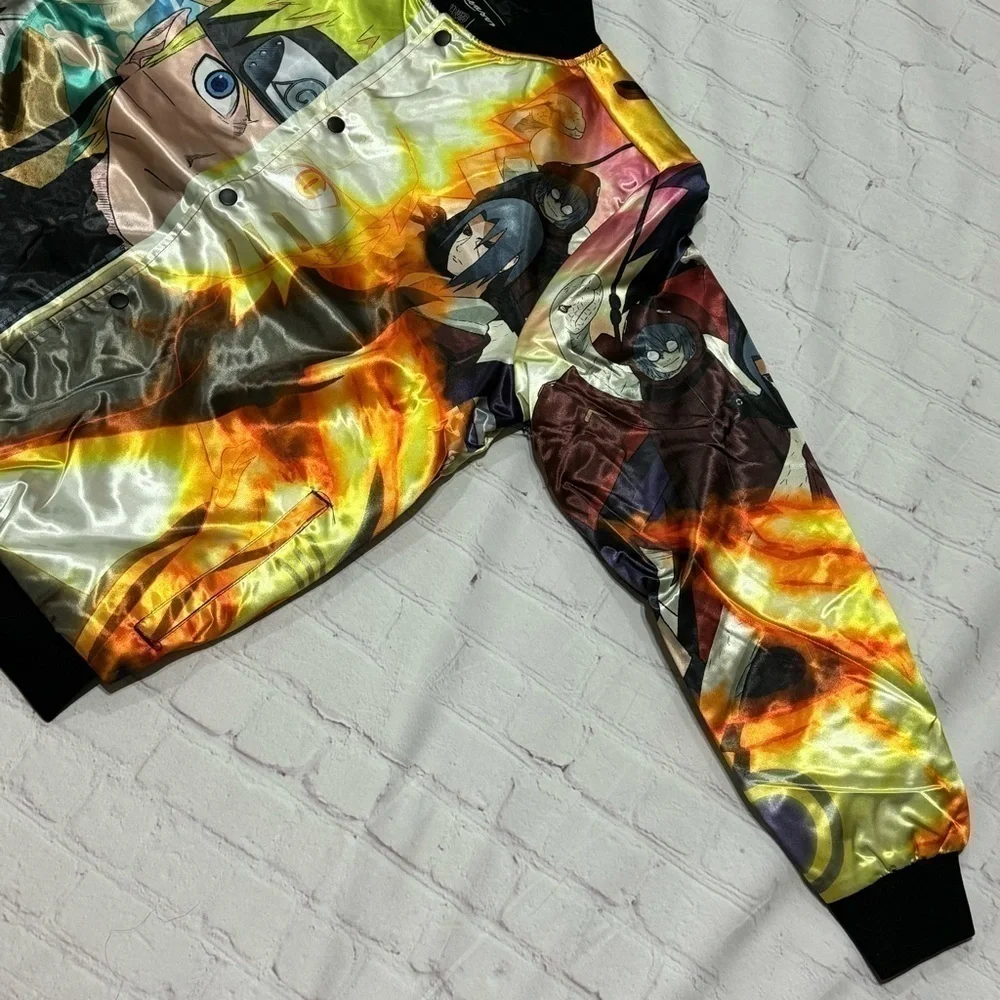 REASON CLOTHING BRAND X NARUTO SHIPPUDEN explosion satin Puffer Bomber jacket